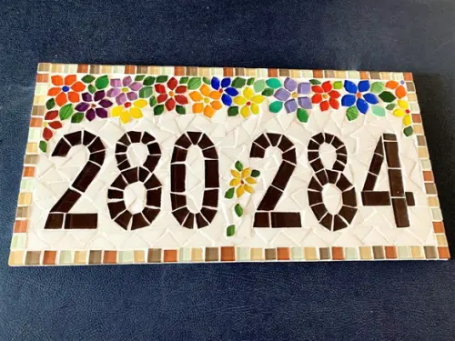 Número para Casa em Mosaico Flores
