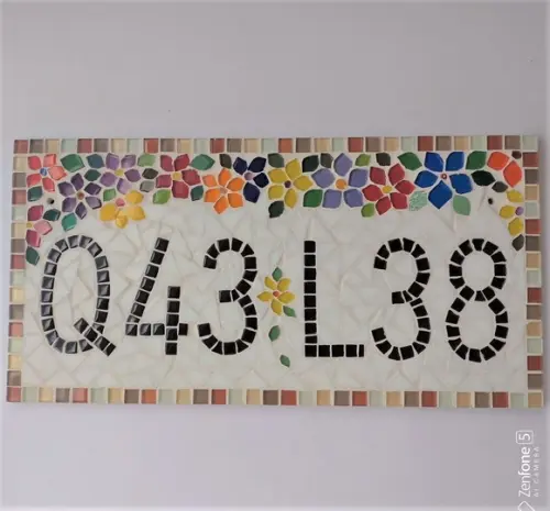 Número para Casa em Mosaico Flores
