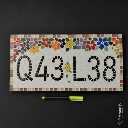 Número para Casa em Mosaico Flores