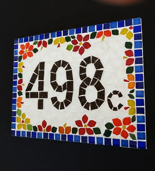 Número para Casa em Mosaico Flores