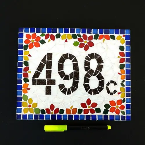 Número para Casa em Mosaico Flores