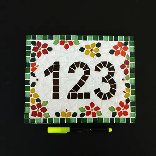 Número para Casa em Mosaico Flores