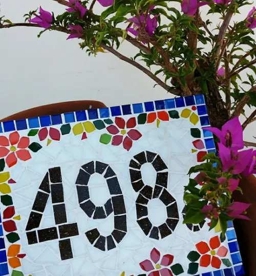 Número para Casa em Mosaico Flores
