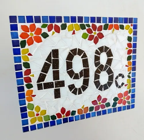 Número para Casa em Mosaico Flores