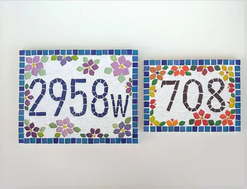 Número para Casa em Mosaico Flores