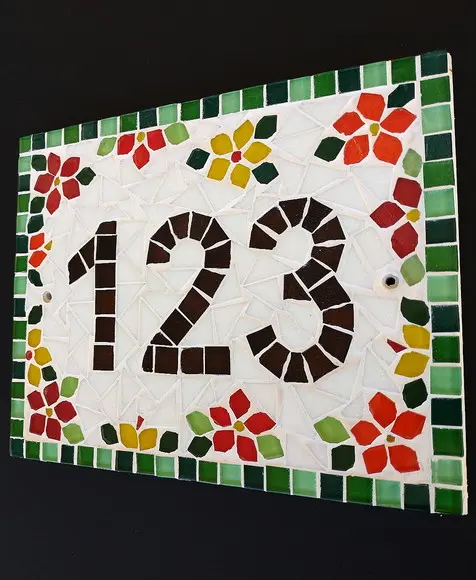Número para Casa em Mosaico Flores