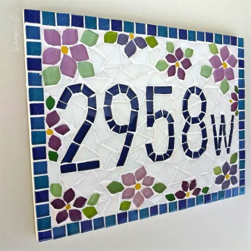 Número para Casa em Mosaico Flores
