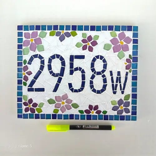 Número para Casa em Mosaico Flores