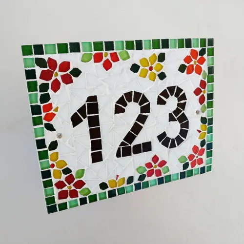Número para Casa em Mosaico Flores