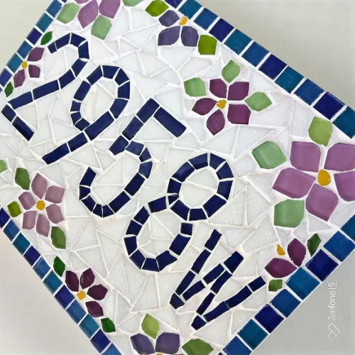 Número para Casa em Mosaico Flores