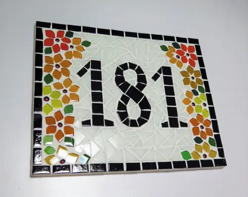 Número para Casa em Mosaico Flores