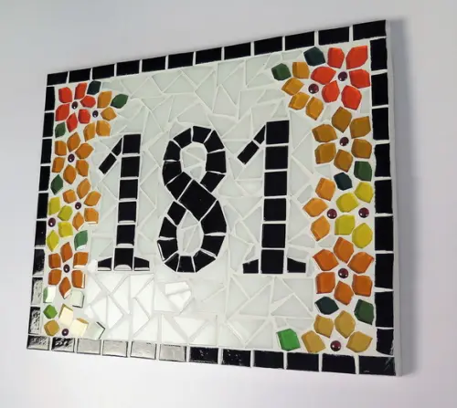 Número para Casa em Mosaico Flores