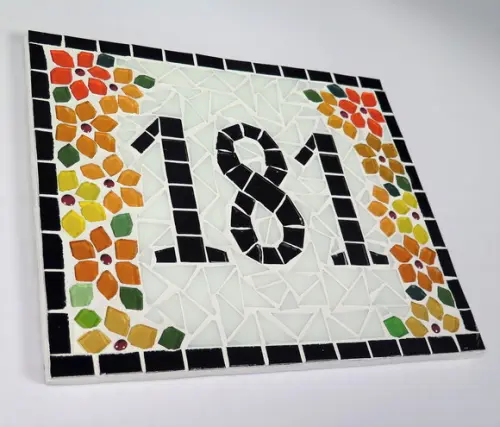Número para Casa em Mosaico Flores