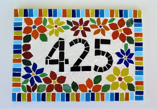 Número para Casa em Mosaico Flores