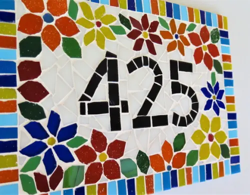 Número para Casa em Mosaico Flores