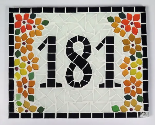 Número para Casa em Mosaico Flores