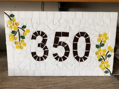 Número para Casa em Mosaico Flores Ipê