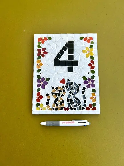 Número para Casa em Mosaico Gatinhos