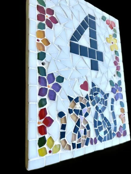 Número para Casa em Mosaico Gatinhos