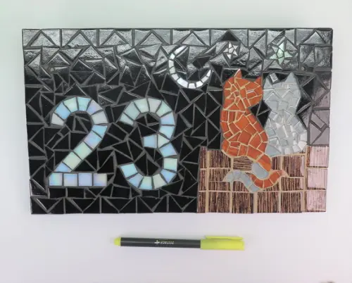 Número para Casa em Mosaico Gato