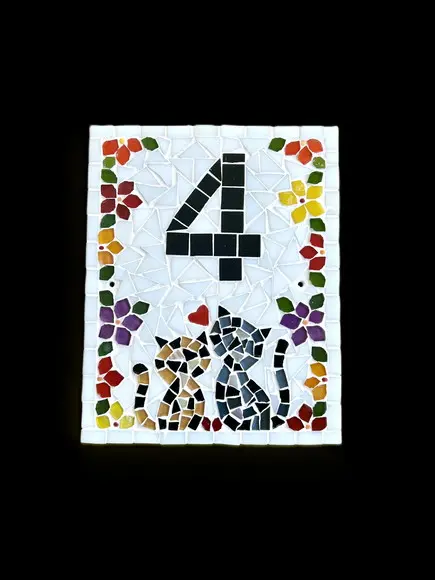Número para Casa em Mosaico Gatinhos