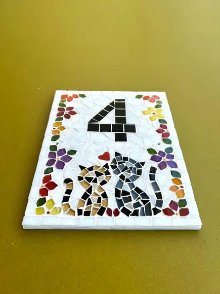Número para Casa em Mosaico Gatinhos