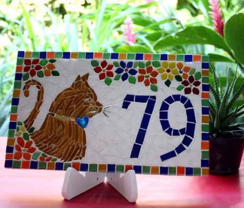 Número para Casa em Mosaico Gatinha