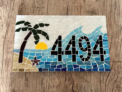 Número para Casa em Mosaico Mar