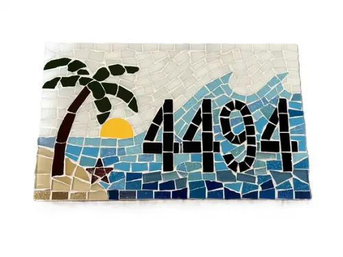 Número para Casa em Mosaico Mar
