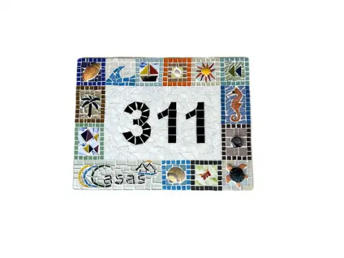 Número para Casa em Mosaico Motivos Marinhos