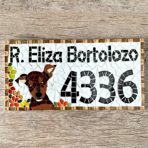 Número para Casa em Mosaico Pinscher