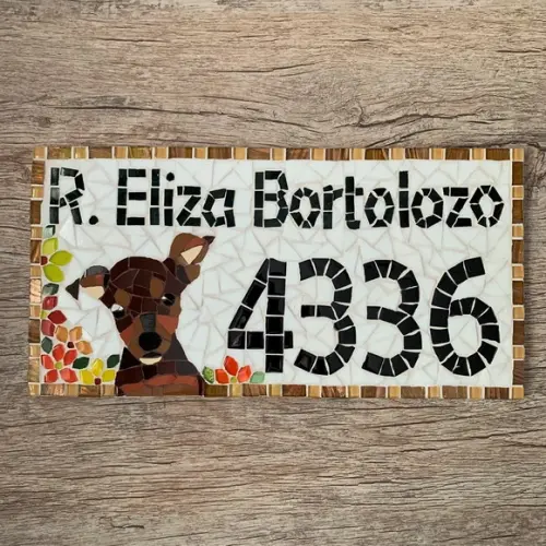 Número para Casa em Mosaico Pinscher
