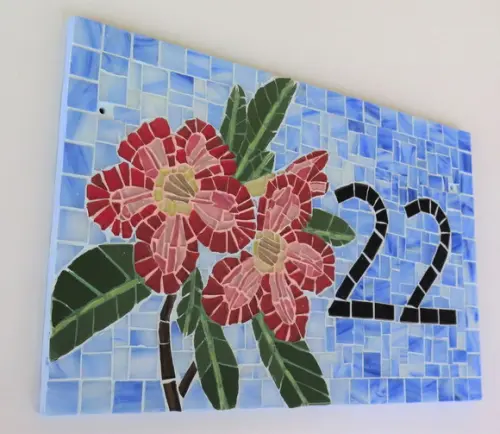 Número para Casa em Mosaico Rosa do Deserto