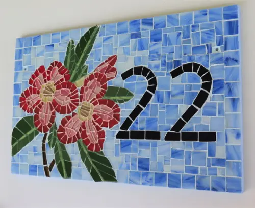 Número para Casa em Mosaico Rosa do Deserto