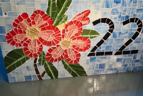 Número para Casa em Mosaico Rosa do Deserto
