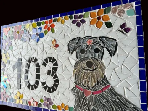 Número para Casa em Mosaico Schnauzer