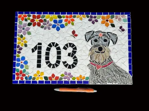 Número para Casa em Mosaico Schnauzer