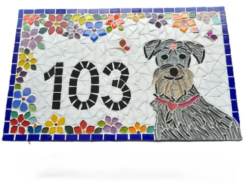 Número para Casa em Mosaico Schnauzer