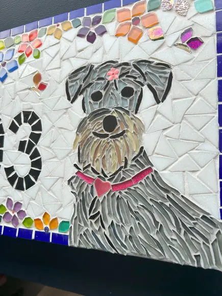 Número para Casa em Mosaico Schnauzer