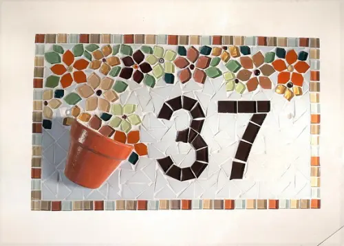 Número para Casa em Mosaico Vaso de Flor