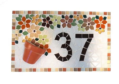 Número para Casa em Mosaico Vaso de Flor