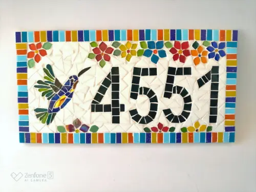 Número para Casa Mosaico Beija Flor G