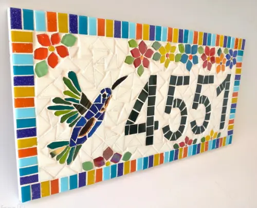 Número para Casa Mosaico Beija Flor G