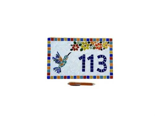 Número para Casa Mosaico Beija-flor