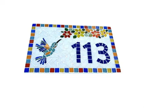 Número para Casa Mosaico Beija-flor