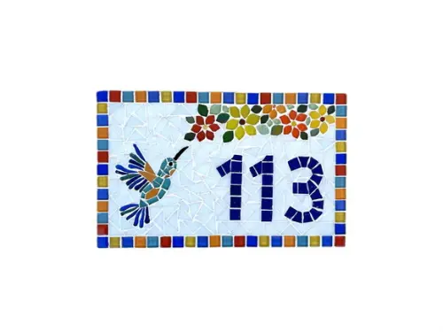 Número para Casa Mosaico Beija-flor