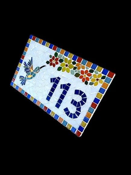 Número para Casa Mosaico Beija-flor