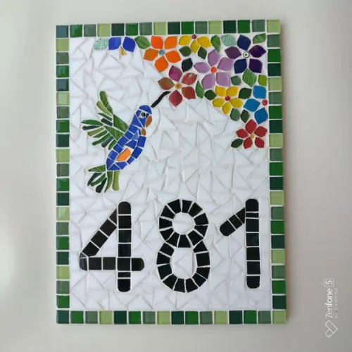 Número para Casa Mosaico Beija-flor