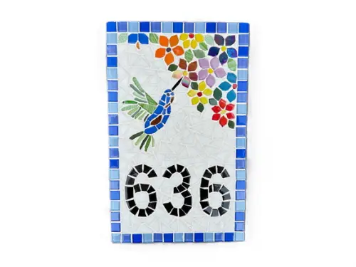 Número para Casa Mosaico Beija-flor