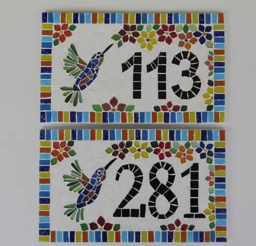 Número para Casa Mosaico Beija-flor